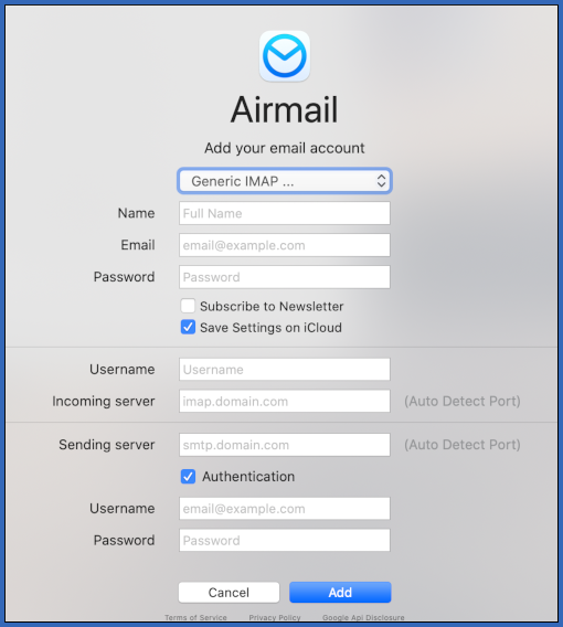 Airmail - Configure account