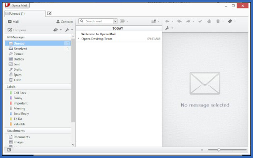 Opera Mail - Setup complete with Inbox