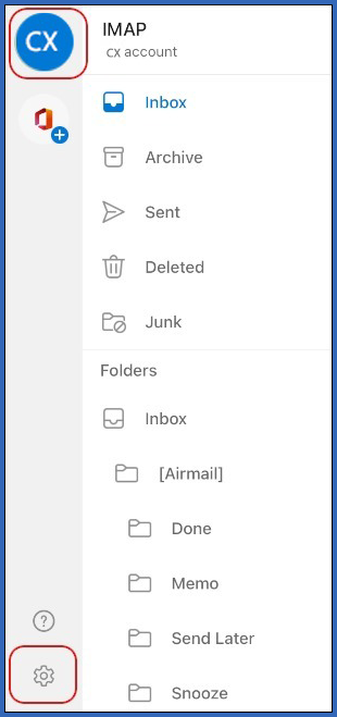 Outlook - Settings icon