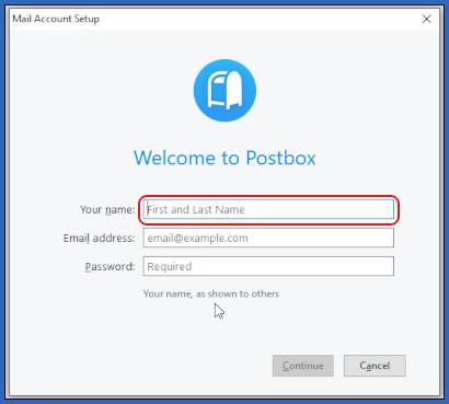 Postbox - Mail Account Setup - Your name