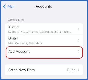 iOS - Mail - Add Account