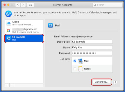 macOS - Mail - Accounts - Advanced